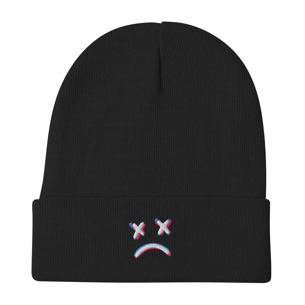 Sad Face Embroidered Beanie