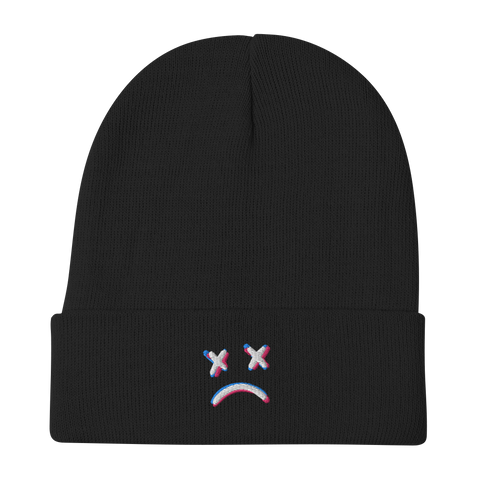 Sad Face Embroidered Beanie